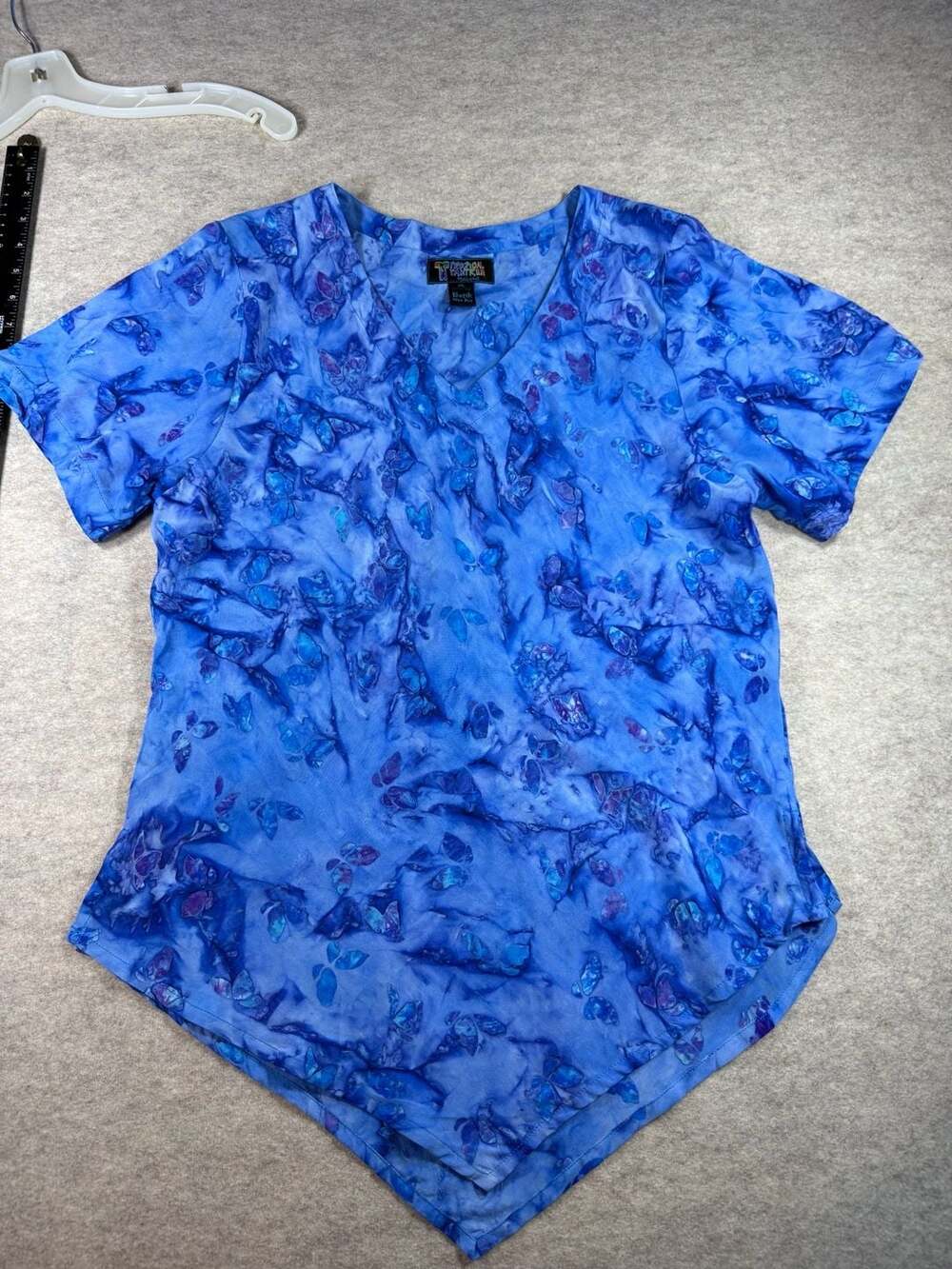 Tropical Tantrum Hawaii Batik Wax Art Butterfly Print Rayon Top XL